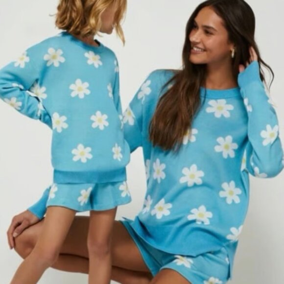 Beach Riot Women’s Callie Spring Daisy Blue Sweater Coverup Size S - Picture 2 of 10